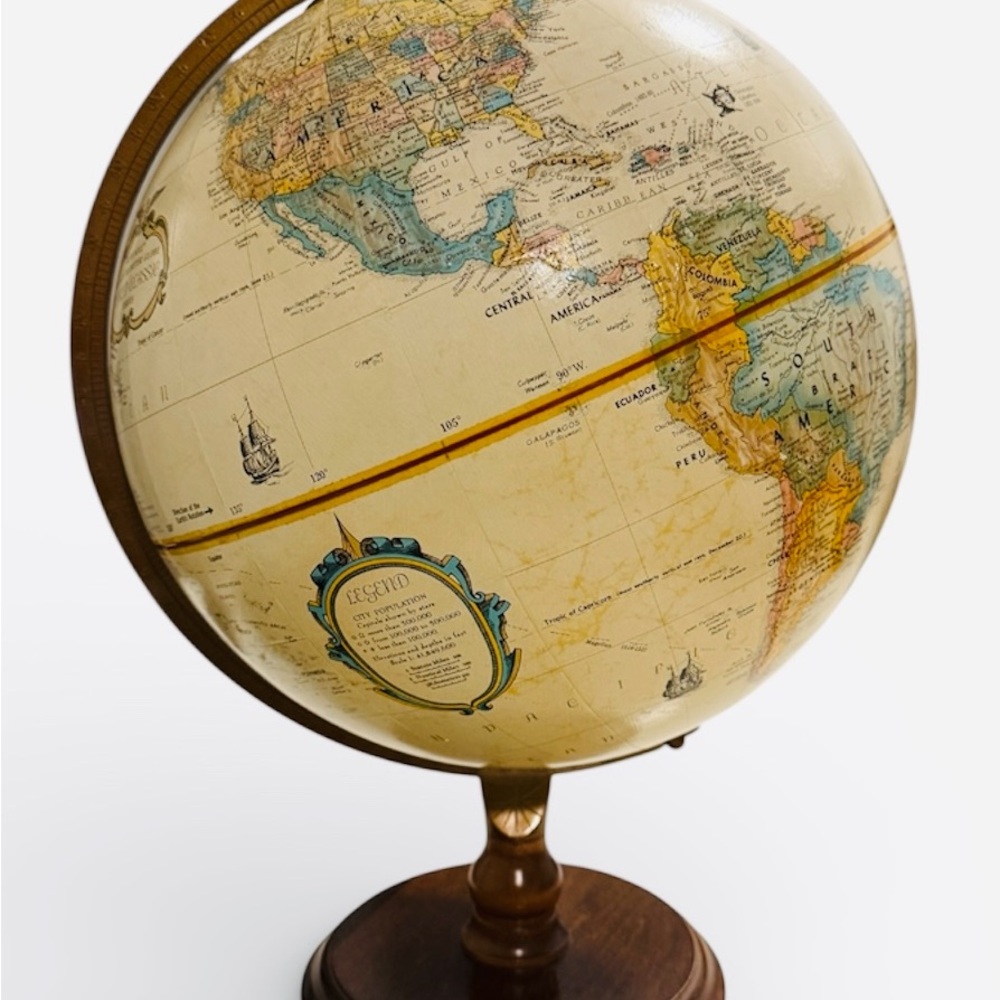 Vintage Replogle 12" World Classic Series Globe - Genuine Hardwood Base - USA